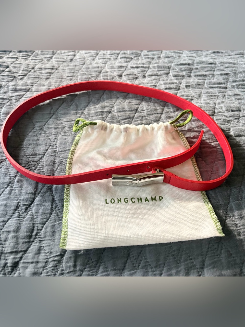 Longchamp Slim Red Leather Belt